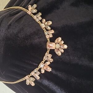 J CREW Antique Gold Tone  Necklace with Lt Brown and Gray colored stones